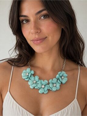 Turquoise Floral Statement Necklace by